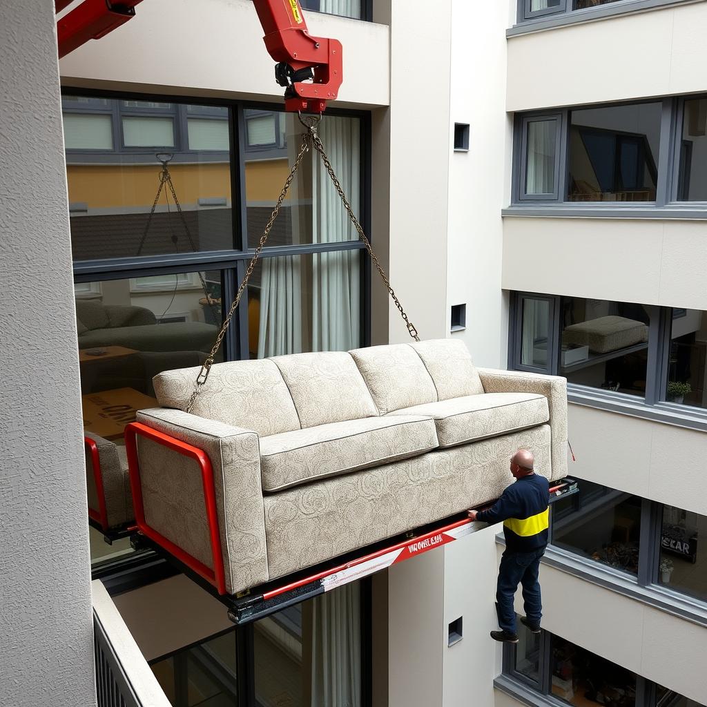 Möbellift der Zügel Firma Thalwil im Einsatz bei einem Umzug